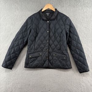 Eddie Bauer Jacket Womens Large Storm Quilted Snap Button collared Flap Pockets